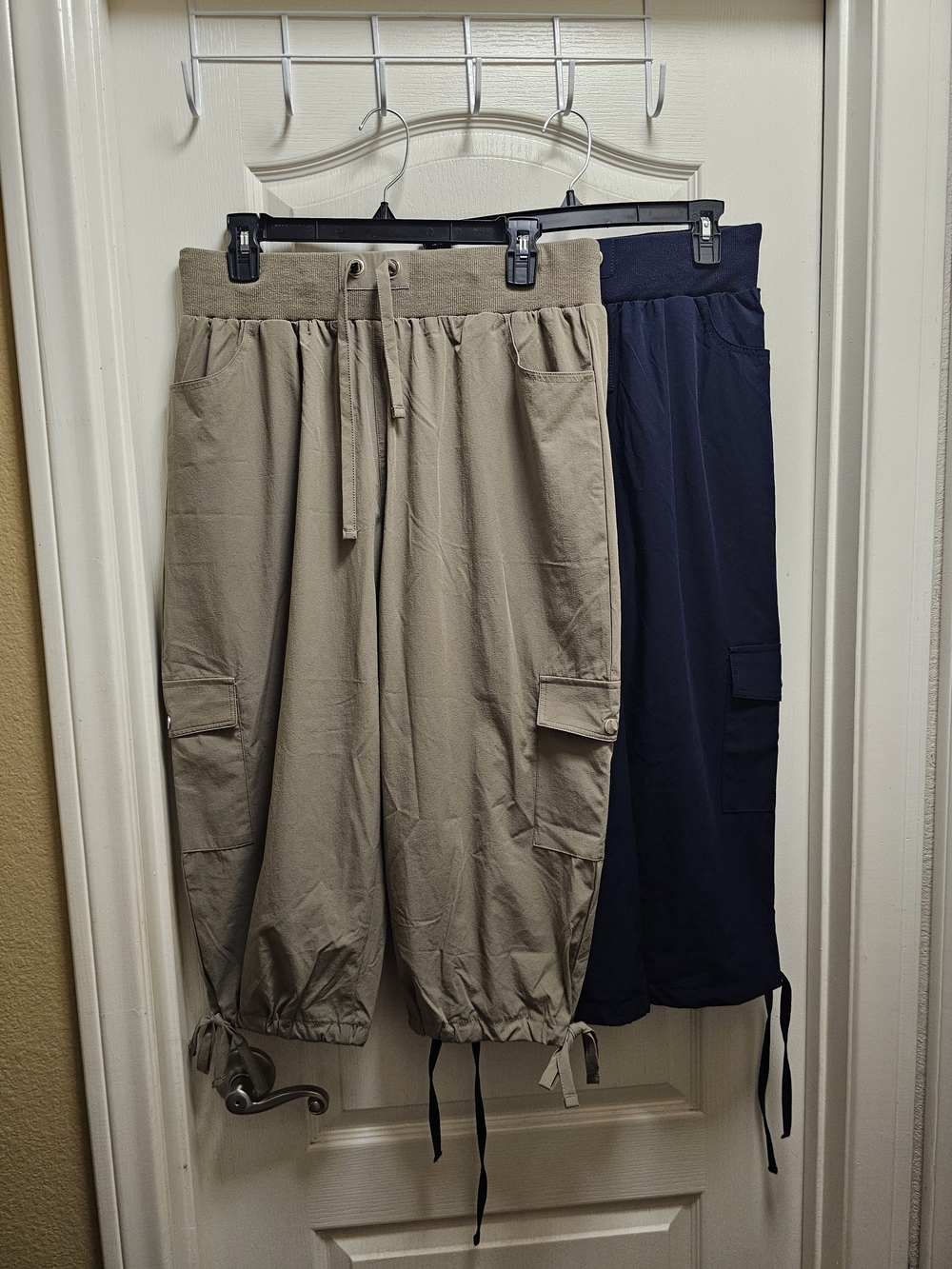 Women's Cargo Drawstring Capri Nylon Pants - Bundle Of 2 - Size Large